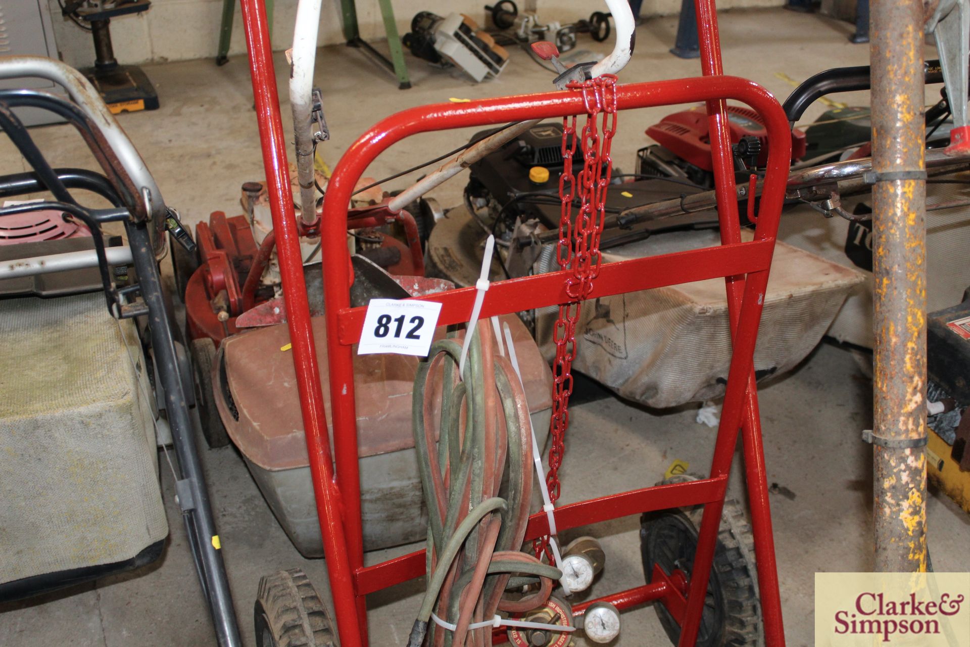 Welding trolley with hoses and gauges. - Image 3 of 4