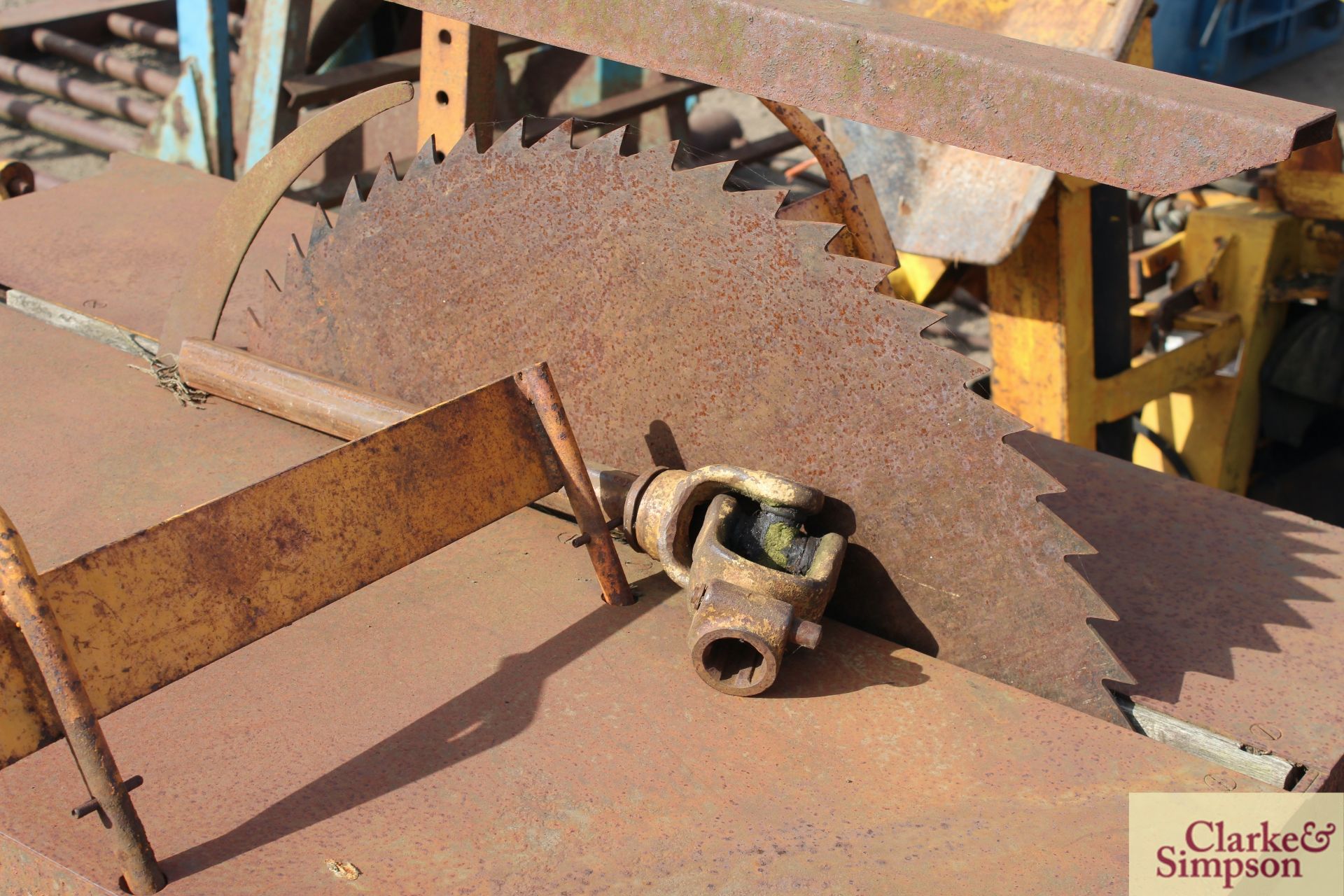 McConnel sliding table linkage mounted PTO saw bench. - Image 5 of 8