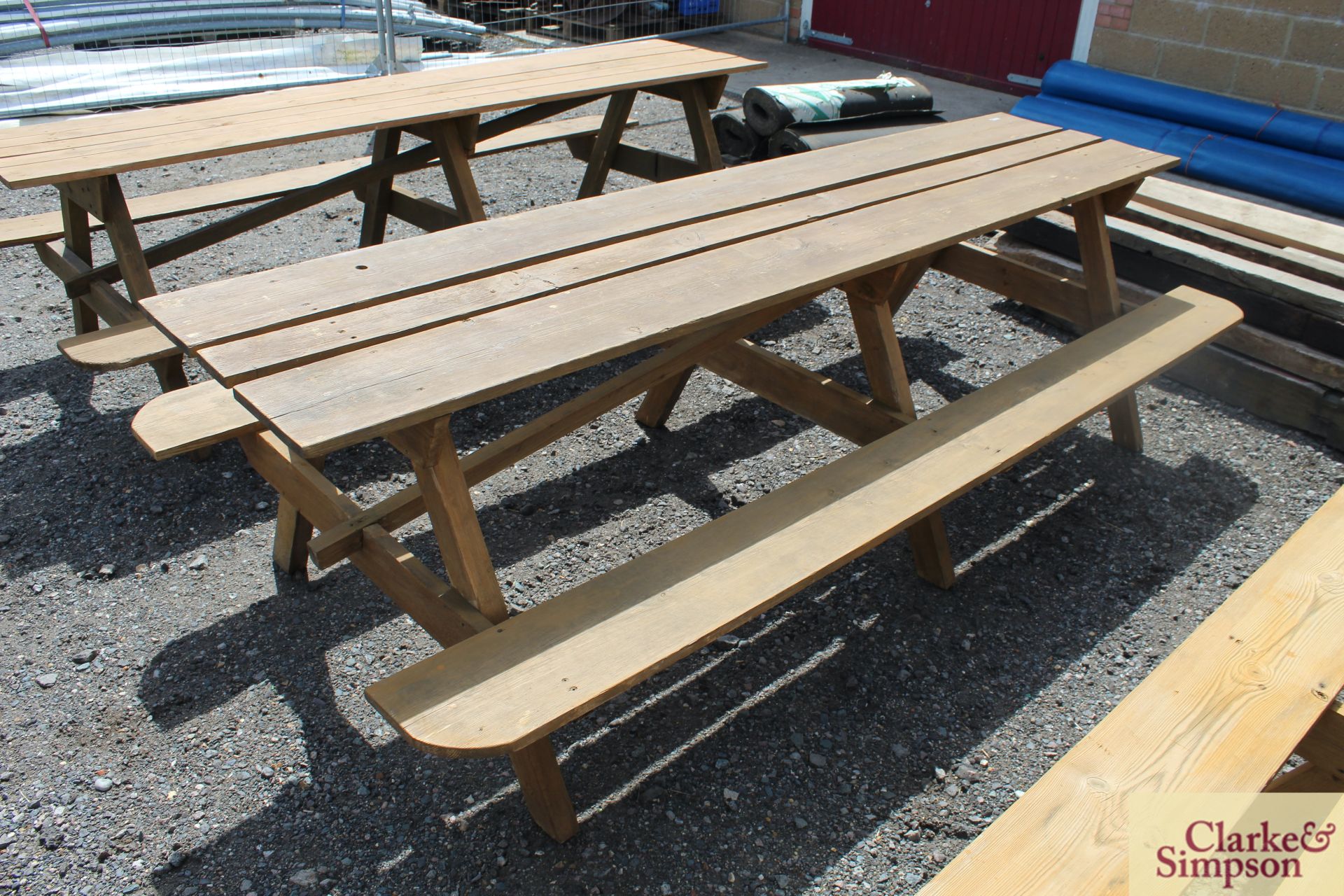 8ft wooden picnic bench. - Image 3 of 3