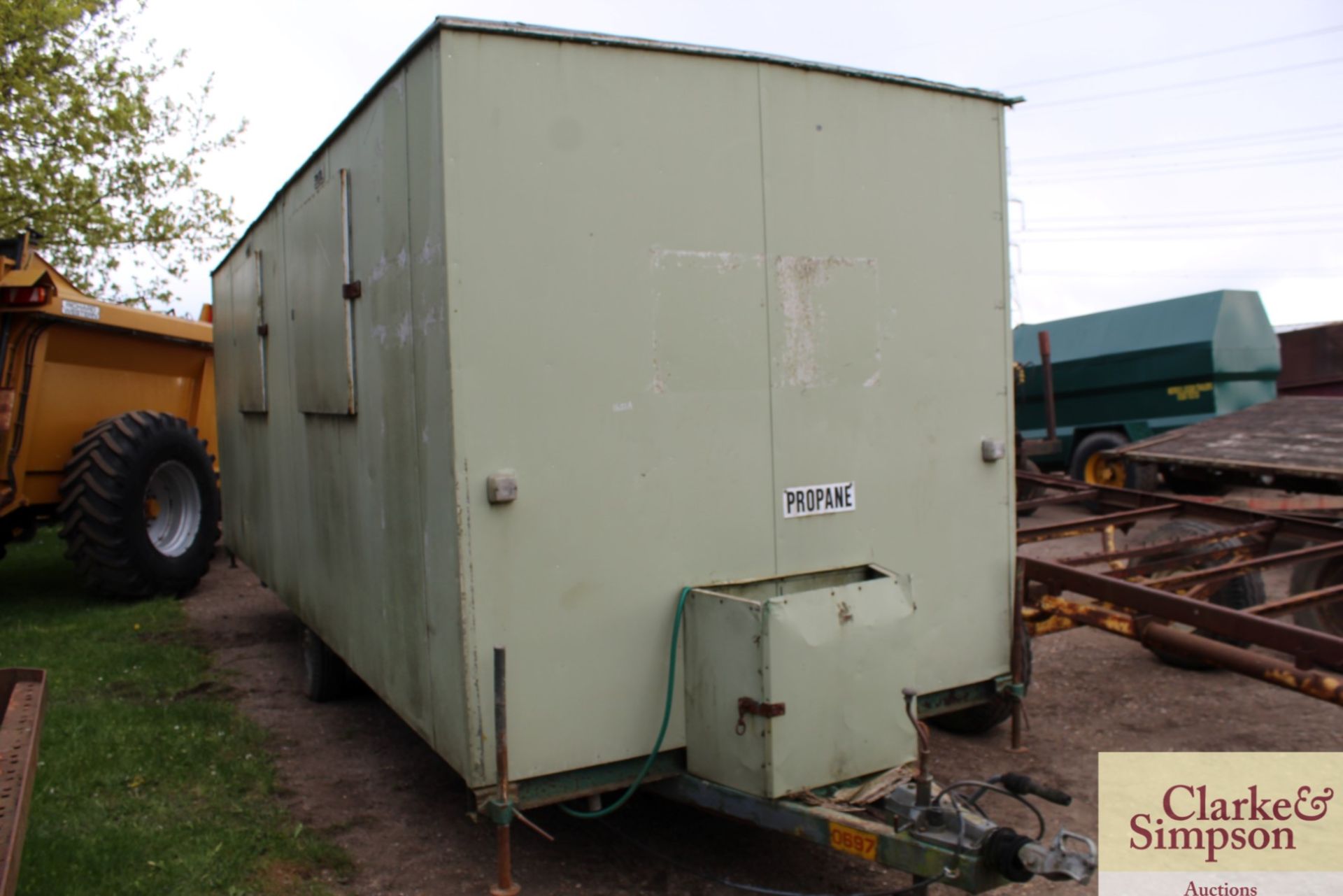 Large trailed single axle mobile rest room/ kitchen.