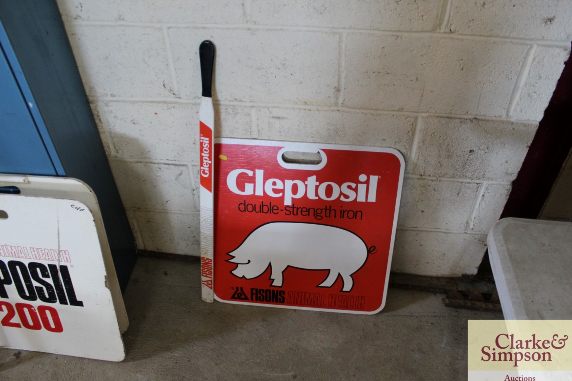 Fisons Animal Health pig showing stick and board.