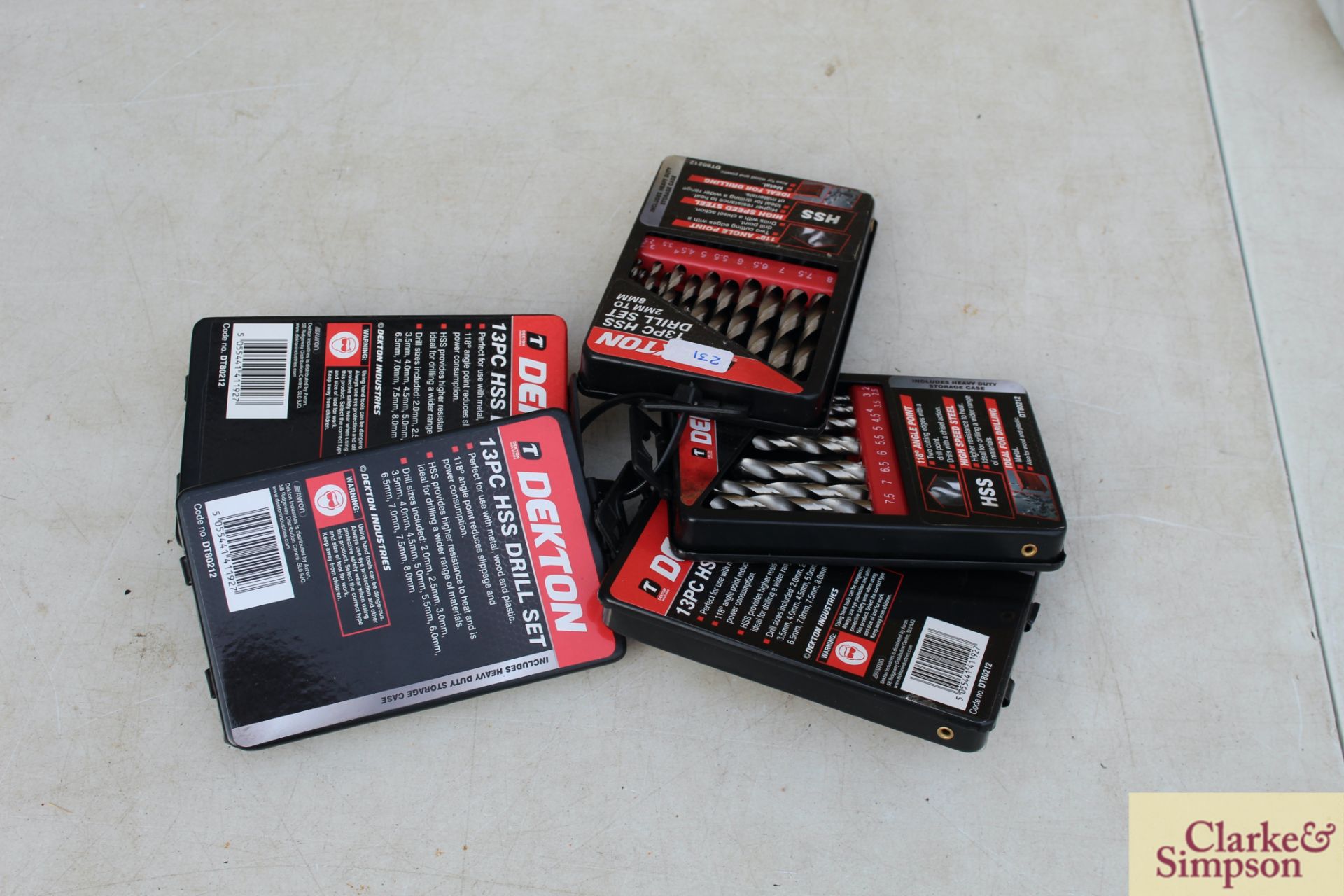 5x 13 piece HSS drill sets. *