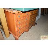 Two yew wood effect bedside chests