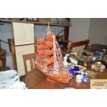 An oriental wooden ship model