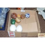 A quantity of various hardstone eggs