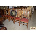 Five 1930's light oak dining chairs