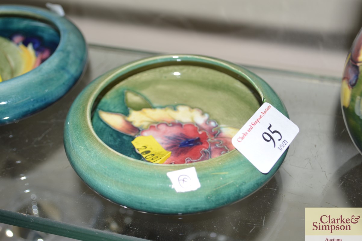 A Moorcroft 'Iris' pin bowl with graduating blue g