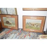 A set of four oak framed equestrian prints