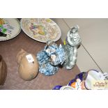 Three Studio pottery cat ornaments