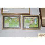 A pair of humorous cricket prints by Charles E D C