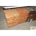 Two stripped pine three drawer chests