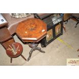 A Victorian walnut trumpet shaped work table