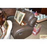 A two seater leather recliner sofa