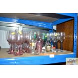 A quantity of various drinking glasses, souvenir c