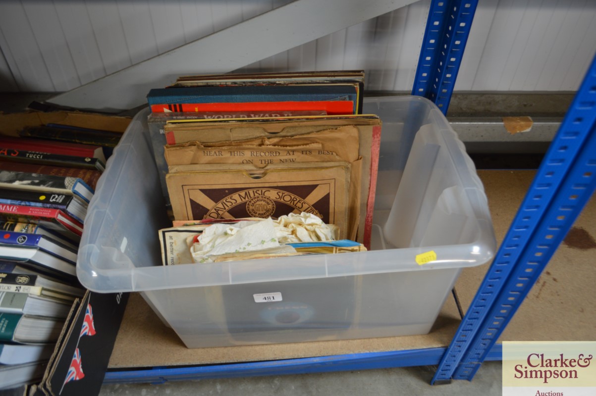 A box of various records