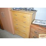 A G plan light oak chest fitted five long drawers