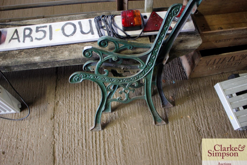 A pair of garden bench ends