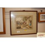 A framed and glazed coloured print "Butterfly Hunt
