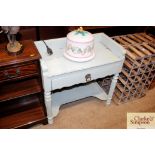 A blue painted washstand fitted single drawer