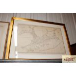 A gilt framed map