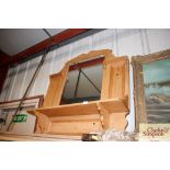 A pine framed overmantel mirror