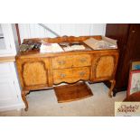 A walnut sideboard fitted two drawers and similar