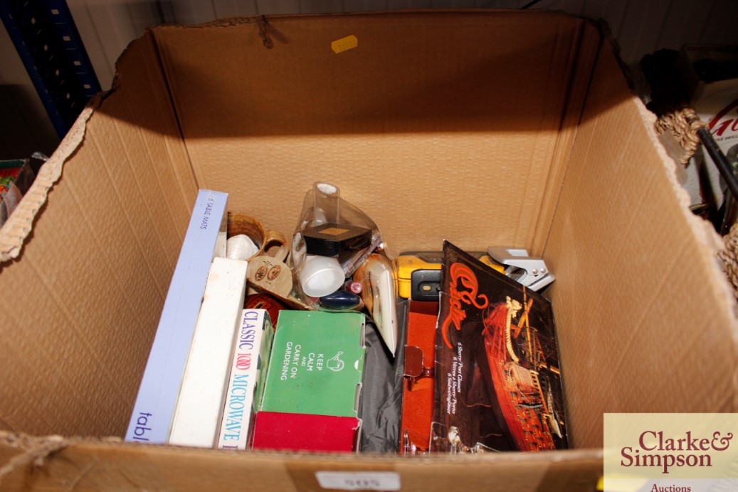 A box containing various sundry items