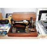 Singer hand sewing machine and fitted case