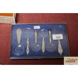 A cased set of six magnifying glasses (129)