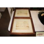 A pair of oak framed vintage photographs of countr