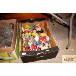 A box of Walt Disney and other soft toys etc