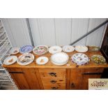 A quantity of various decorative plates including ironstone commemoratives etc.