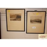 Two etchings by C Dickens "Ben Venue" and "On The