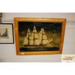 A reverse print on glass, USS Constitution, Commod