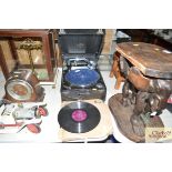 A Columbia table top gramophone with a small quant