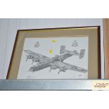 A pencil signed print of a Lancaster Bomber