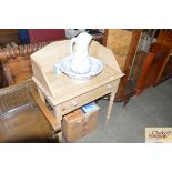 A stripped pine wash stand fitted single drawer ra