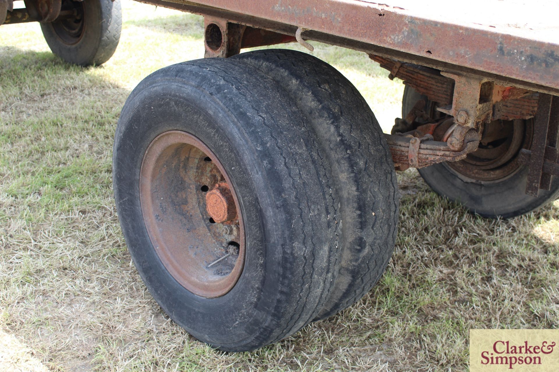 23ft four wheel turntable trailer (ex-Scammel). With twin rear wheels rear draw bar and steel bed. - Image 17 of 19