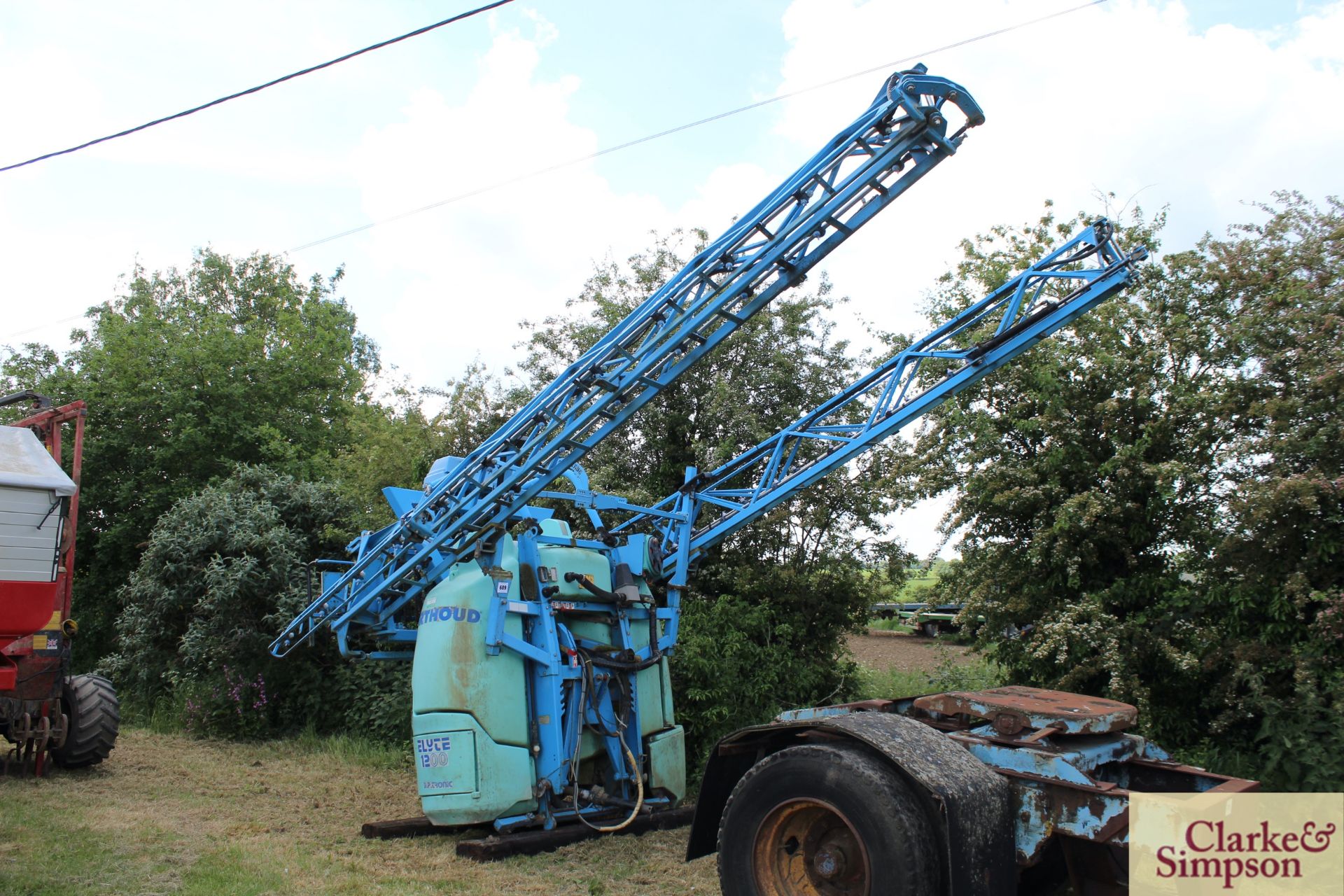 Berthoud Elyte DP-Tronic 1,200L 24m mounted sprayer. Model ELIVE12AX24. 10/2006. Serial number
