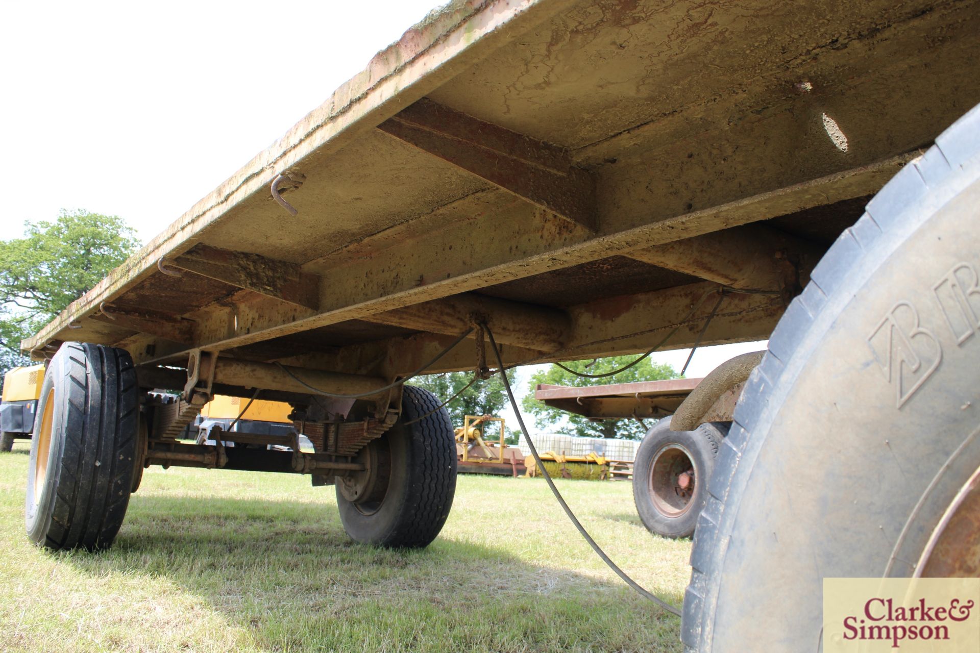 26ft four wheel turntable trailer (ex-Scammel). With super single wheels and tyres and steel bed. M - Image 13 of 18