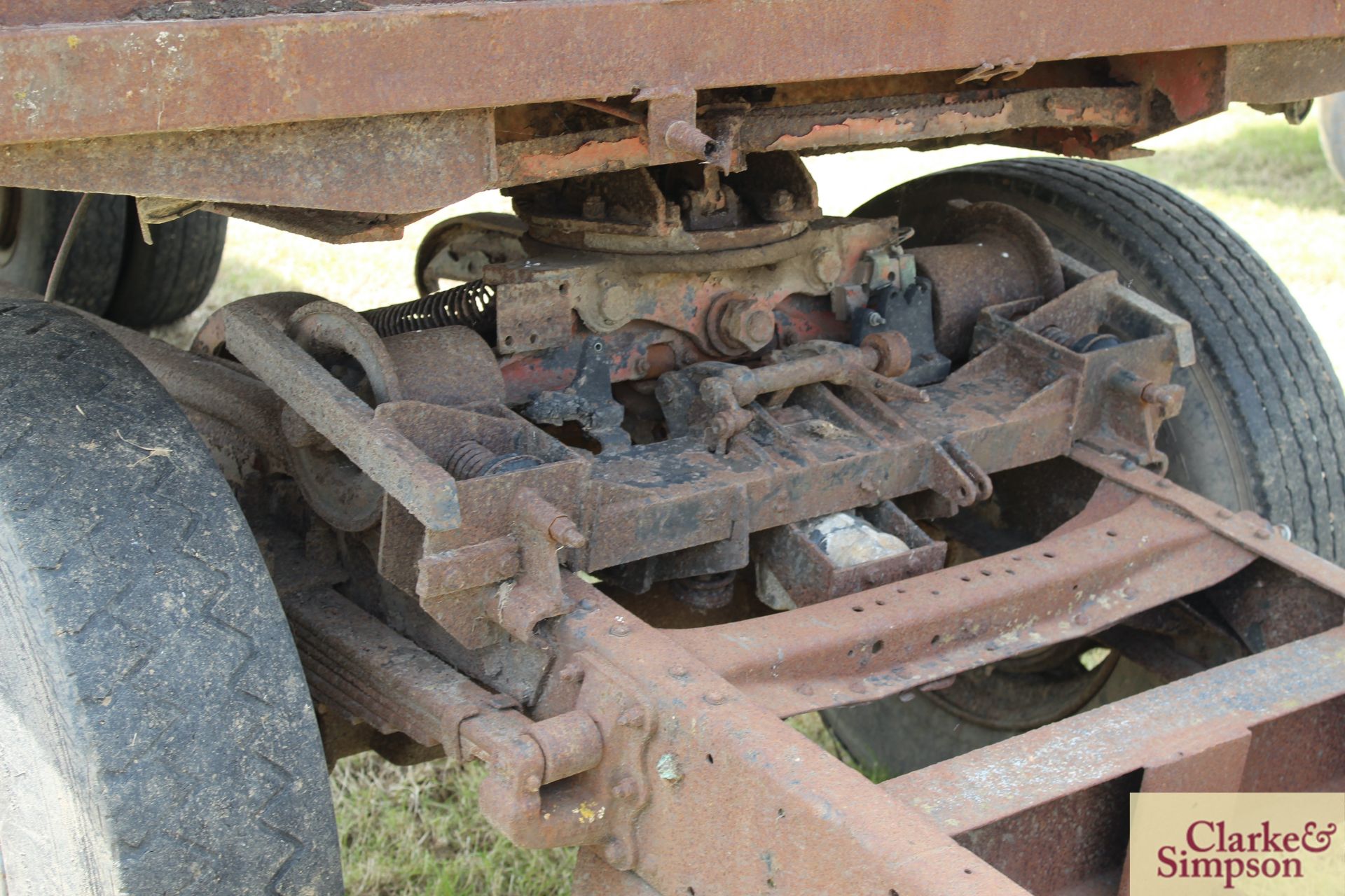 23ft four wheel turntable trailer (ex-Scammel). With twin rear wheels rear draw bar and steel bed. - Image 7 of 19