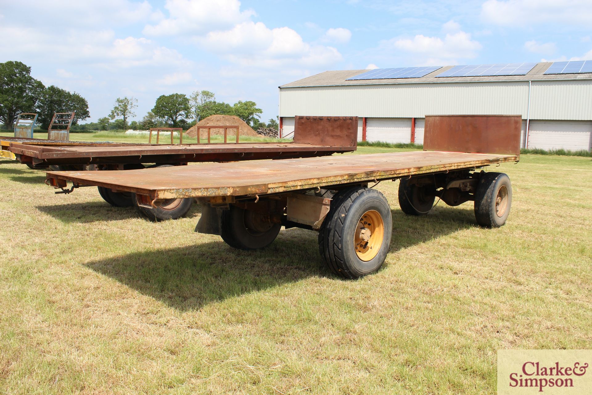 26ft four wheel turntable trailer (ex-Scammel). With super single wheels and tyres and steel bed. M - Image 4 of 18