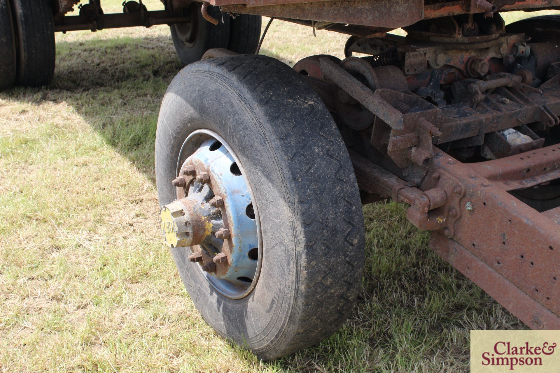 23ft four wheel turntable trailer (ex-Scammel). With twin rear wheels rear draw bar and steel bed. - Image 8 of 19