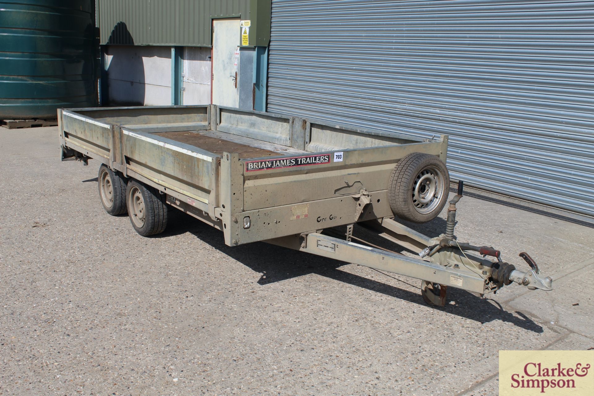 **CATALOGUE CHANGE** Brian James CarGo 12ft 6in twin axle drop side trailer. LV