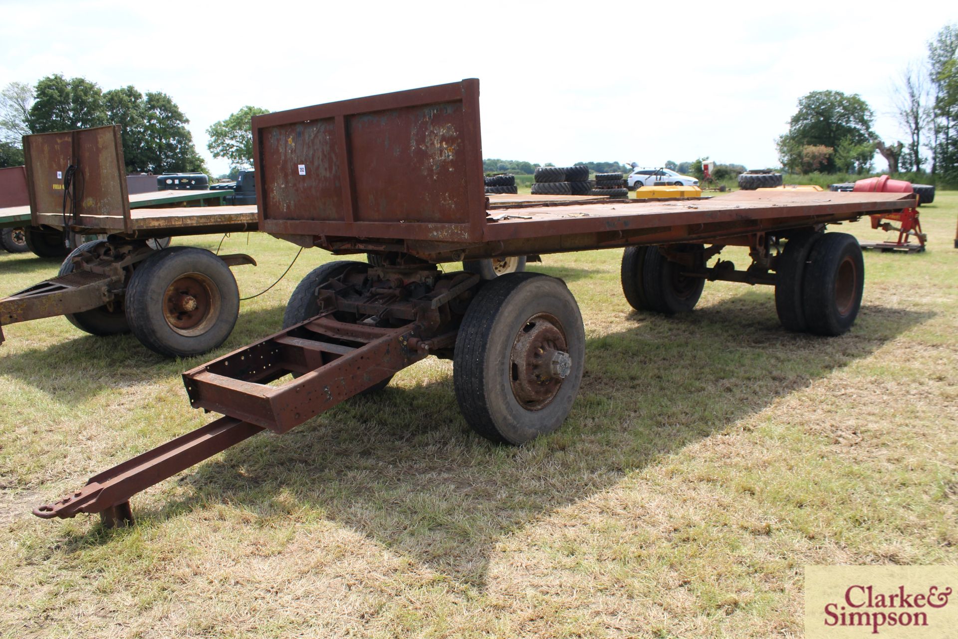 23ft four wheel turntable trailer (ex-Scammel). With twin rear wheels rear draw bar and steel bed. - Image 2 of 19