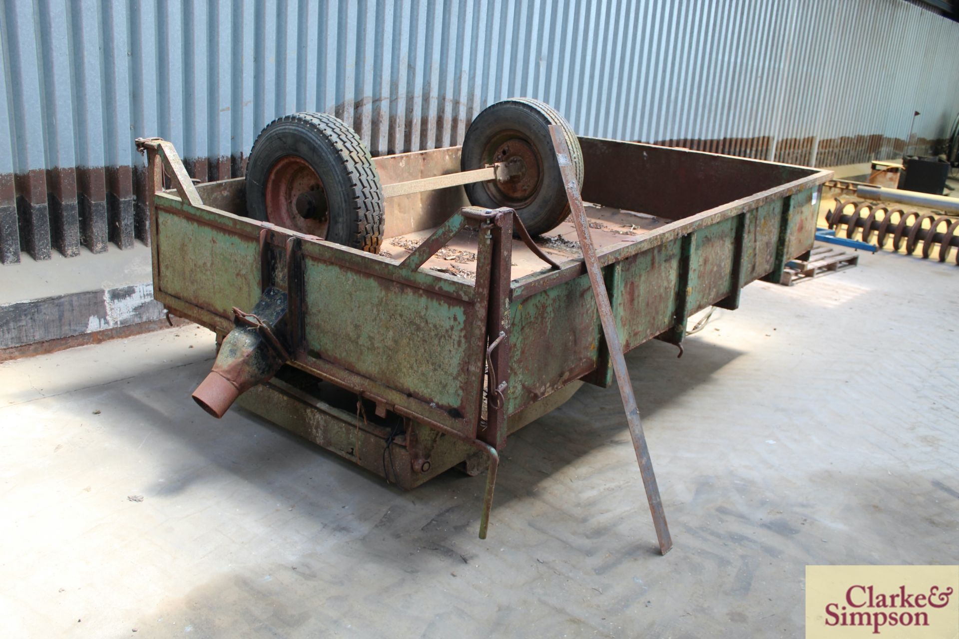 3T single axle tipping trailer (requires repair).