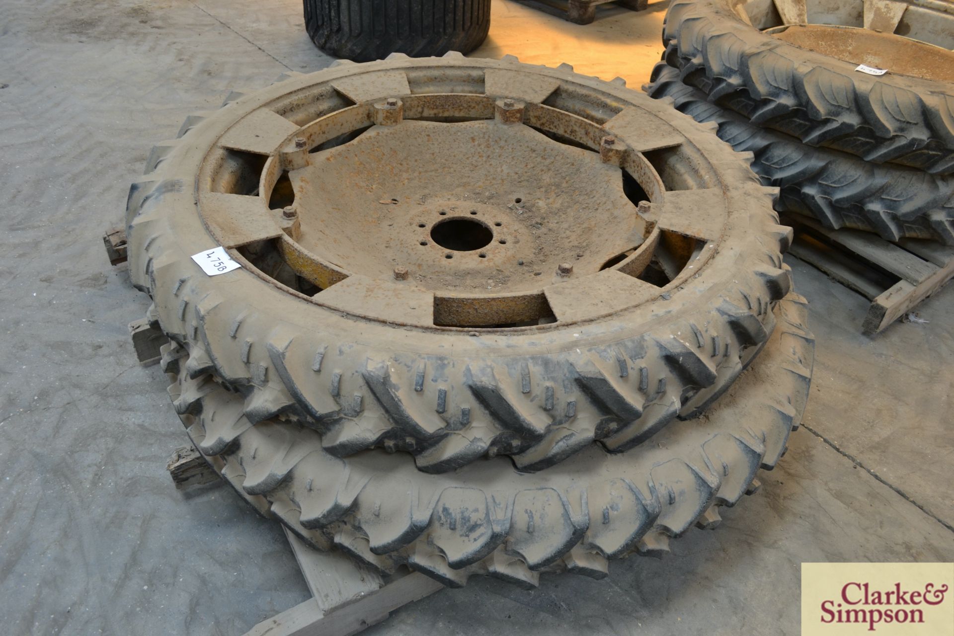 2x 8.3R44 row crop wheels and tyres. LV