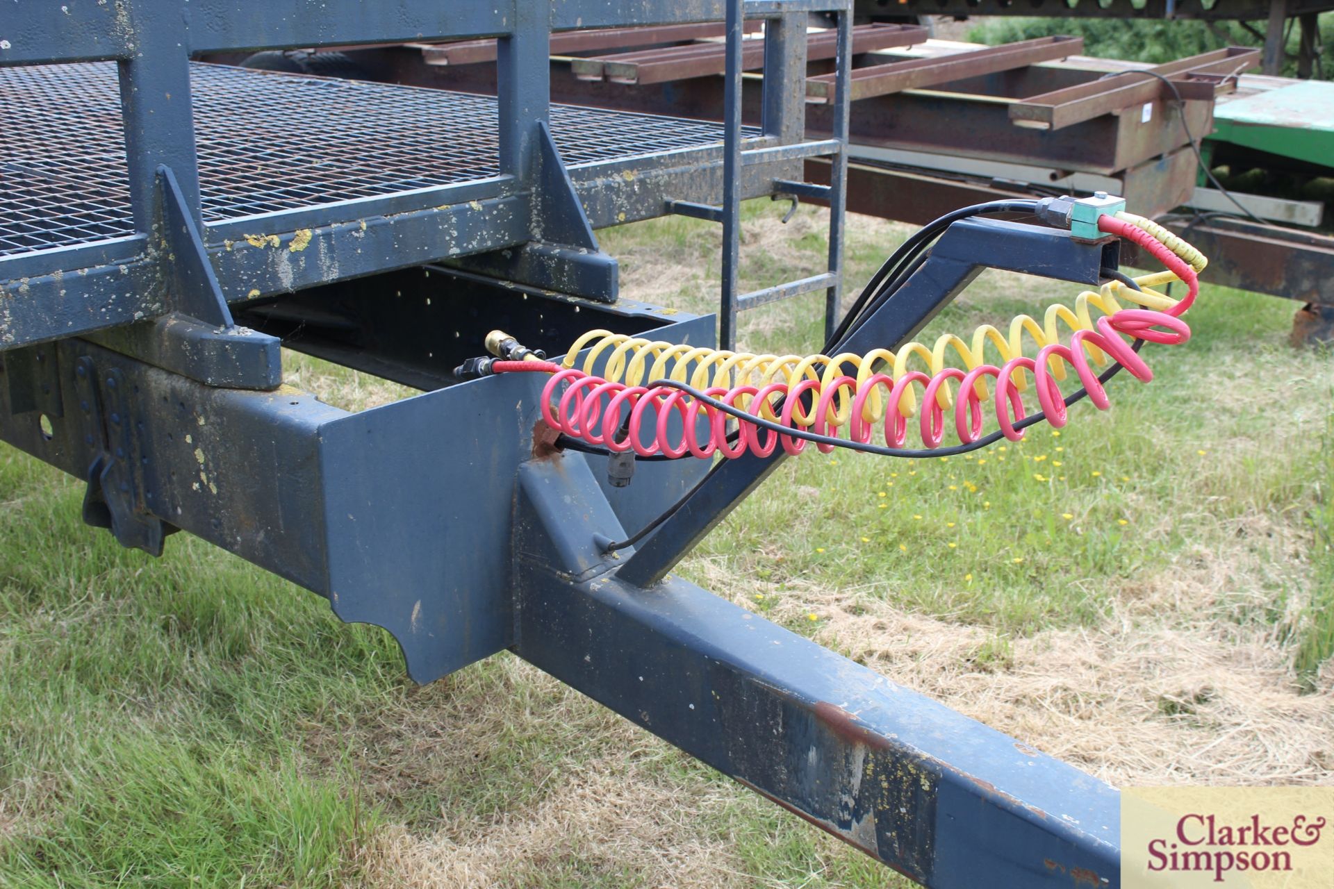 27ft single axle beaver tail trailer. Ex-lorry conversion. With full width mesh ramp and air brakes. - Image 6 of 12