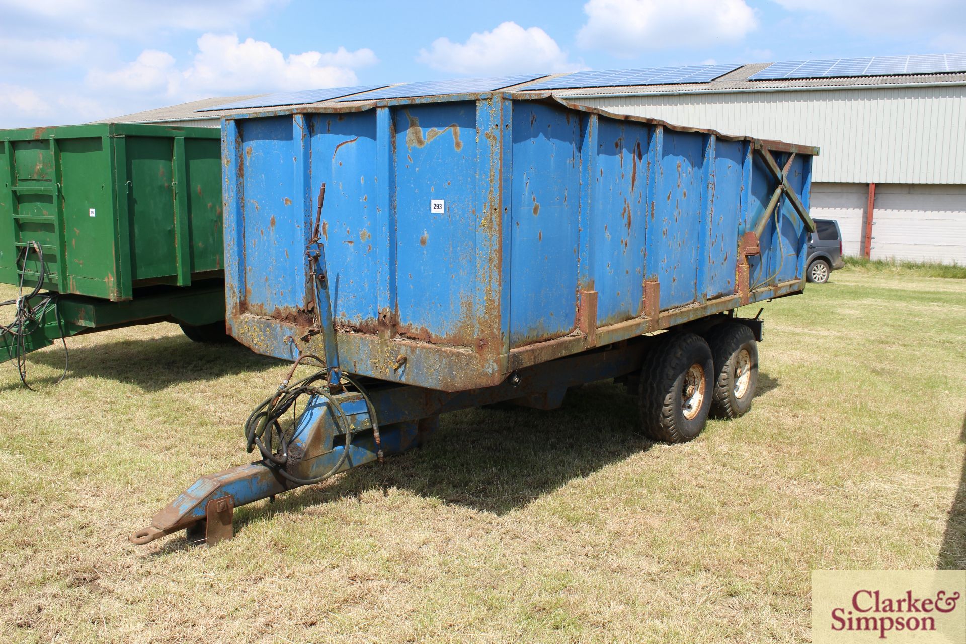 Marston 10T twin axle tipping trailer. Serial number 10/2290. With hydraulic tail gate. LH