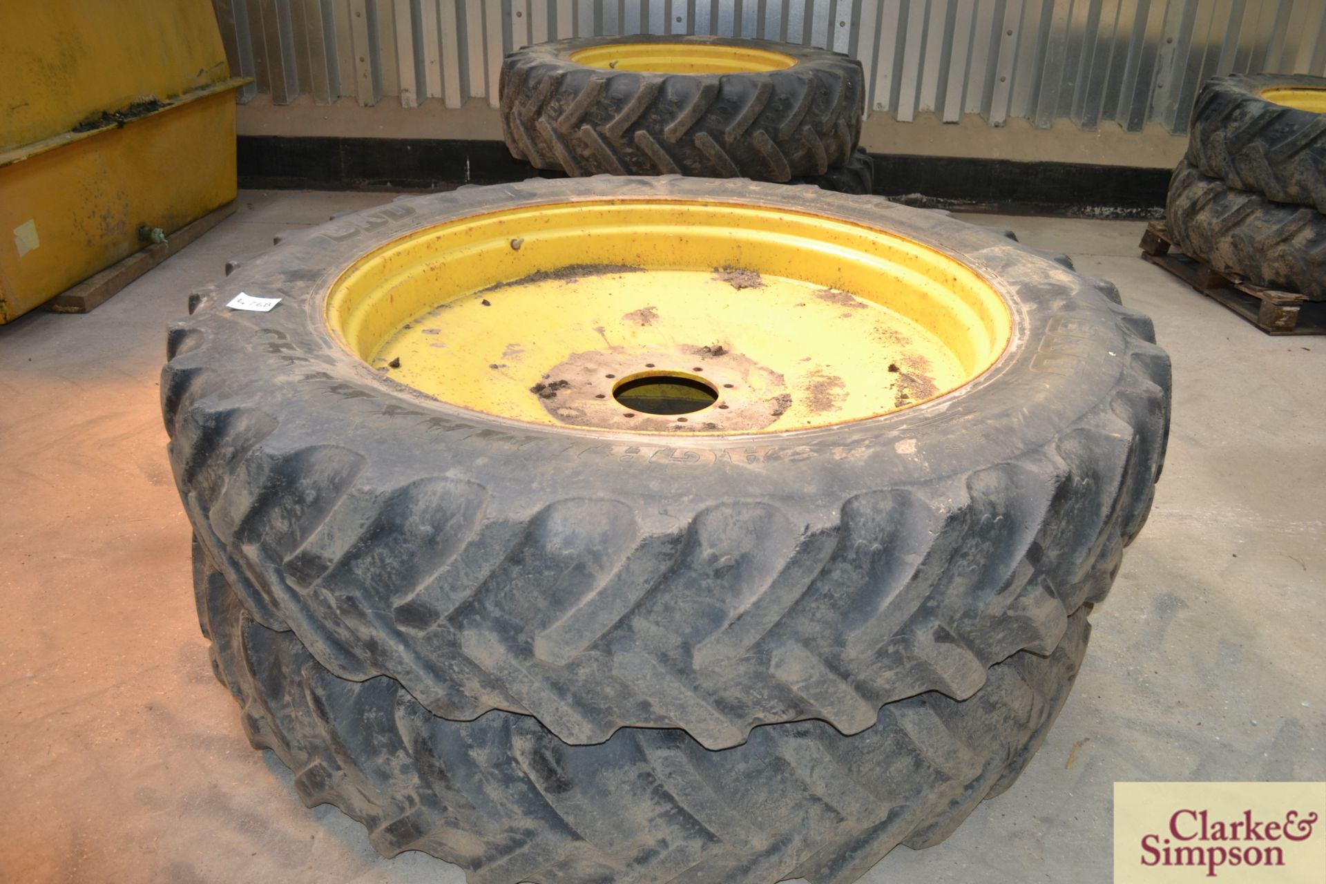 Set of row crop wheels and tyres to fit John Deere